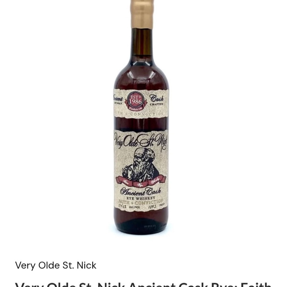 Very Olde St. Nick Rye Whiskey Bottle